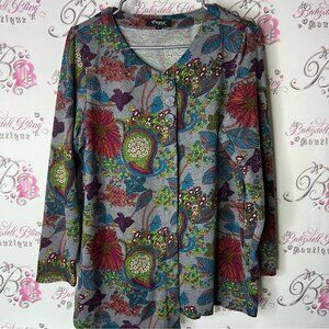 Papa Vancouver cardigan sweater paisley Multicolored long sleeve Graphic Blouse
